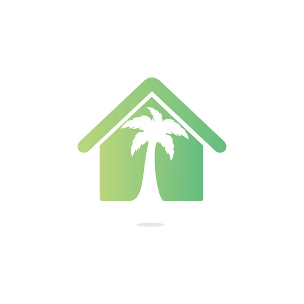 Casa Vectorial Logotipo Palmera Diseño Del Logotipo Beach House — Vector de stock