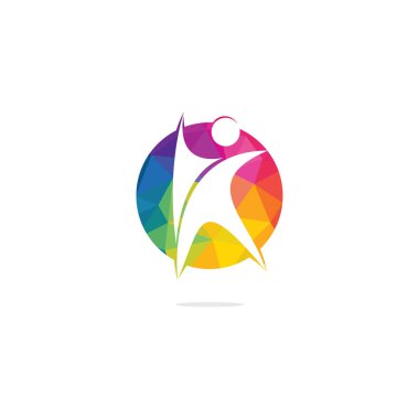 İnsan karakteri sağlık logo tasarımı. Fitness ve sağlık soyut logo tasarımı. Etkin insan logo tıbbi logo kavramı.