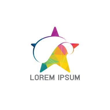 Paraşüt yıldız şekli logo tasarımı. Teslim hava balon sembolü. İş kurumsal vektör simgesi.