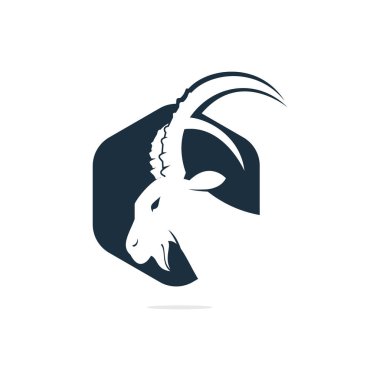 Keçi Basit Logosu Şablonu Tasarımı. Dağ keçisi vektör logosu tasarımı.