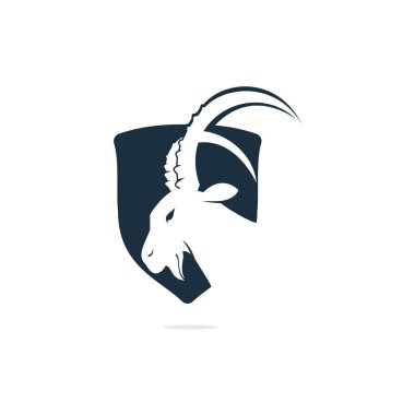 Keçi Basit Logosu Şablonu Tasarımı. Dağ keçisi vektör logosu tasarımı.