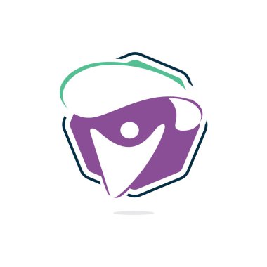 Paraşüt vektör logo tasarımı ile Skydiver. Paraşüt simgesi ile modern skydiver.