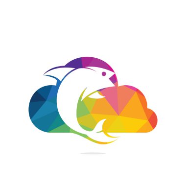 Balık bulut vektör logo tasarımı. Balık ve bulut simgesi basit işareti.