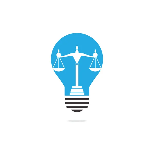 Glühbirne Und Maßstab Des Justice Logo Designs Bildung Rechtsdienstleistungen Logo — Stockvektor