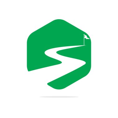 Yol başarı vektör logo tasarımı için. Yaratıcı yol yolculuğu logosu tasarım işareti.