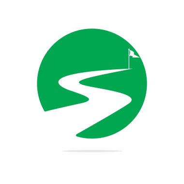 Yol başarı vektör logo tasarımı için. Yaratıcı yol yolculuğu logosu tasarım işareti.