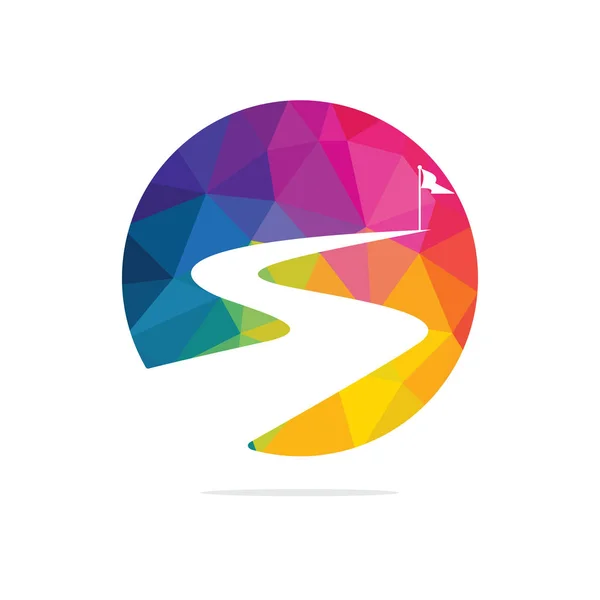 Yol başarı vektör logo tasarımı için. Yaratıcı yol yolculuğu logosu tasarım işareti.