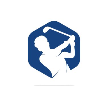 Golf kulübü vektör logo tasarımı. Golf oyuncusu top ilham Logo tasarım vurur