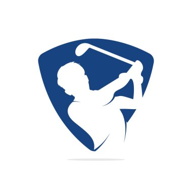 Golf kulübü vektör logo tasarımı. Golf oyuncusu top ilham Logo tasarım vurur