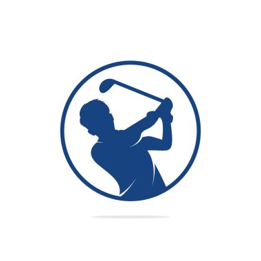 Golf kulübü vektör logo tasarımı. Golf oyuncusu top ilham Logo tasarım vurur.
