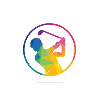 Golf kulübü vektör logo tasarımı. Golf oyuncusu top ilham Logo tasarım vurur.