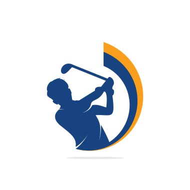 Golf kulübü vektör logo tasarımı. Golf oyuncusu top ilham Logo tasarım vurur.