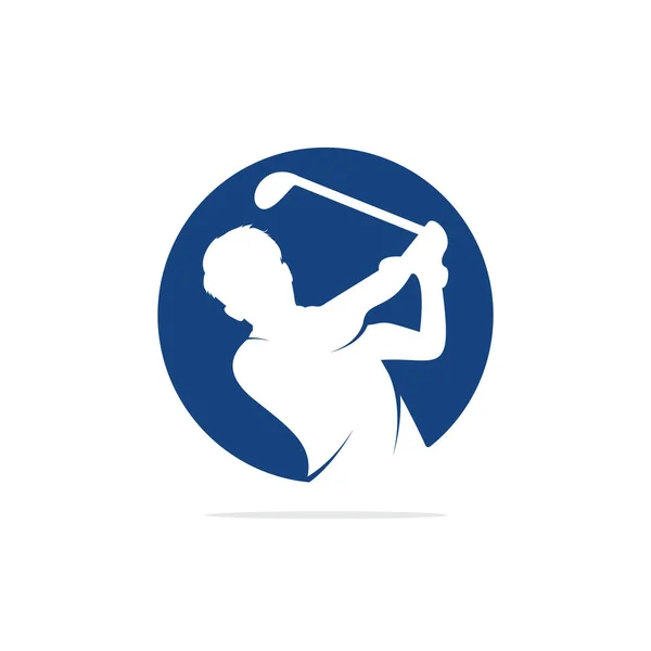 Design Logo Vettoriale Del Golf Club Giocatore Golf Colpisce Palla — Vettoriale Stock