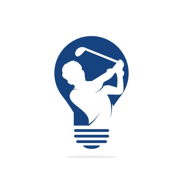 Diseño Del Logotipo Forma Del Bulbo Del Club Golf Jugador — Vector de stock