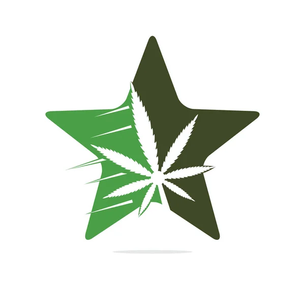 Esrar Yaprağı Yıldız Vektör Logo Tasarımı Esrar Yaprak Logo Tasarım — Stok Vektör