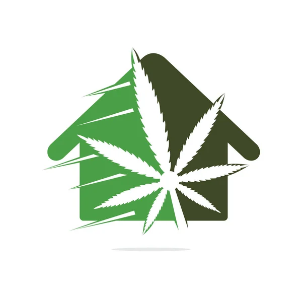 Conception Logo Vectoriel Maison Cannabis Feuille Cannabis Design Logo Maison — Image vectorielle