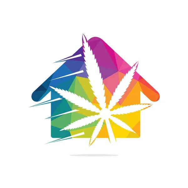 Conception Logo Vectoriel Maison Cannabis Feuille Cannabis Design Logo Maison — Image vectorielle