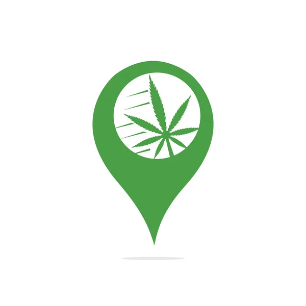 Vektor Marihuana Blatt Und Kartenzeiger Logo Kombination Hanf Und Gps — Stockvektor