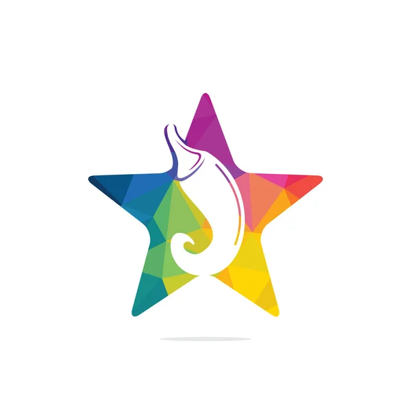 Чилі Зірка Векторний Дизайн Логотипу Вектор Концепції Гарячого Харчування Символ — стоковий вектор