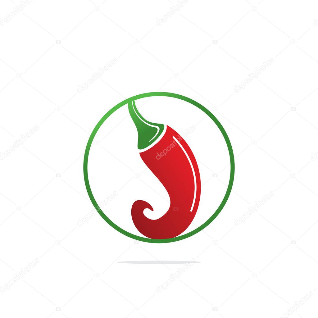 Chili hot and spicy food vector logo design inspiration. Chili pepper icon vector logo template.