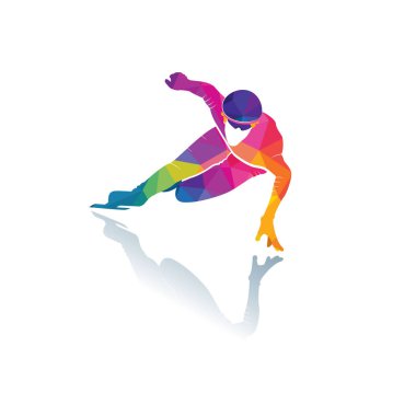 Buz patencisi vektör tasarımı. Kış sporu. Artistik patinaj. Vektör illüstrasyonu.