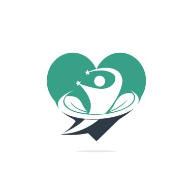 Soyut insan fitness vektörünün insan yaşam logosu simgesi. İnsan kalp şeklini ve sembolünü bırakır..