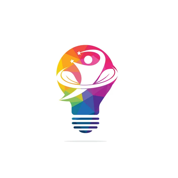 Здоров Людини Догляд Векторний Шаблон Дизайну Логотипу Людське Листя Лампочка — стоковий вектор