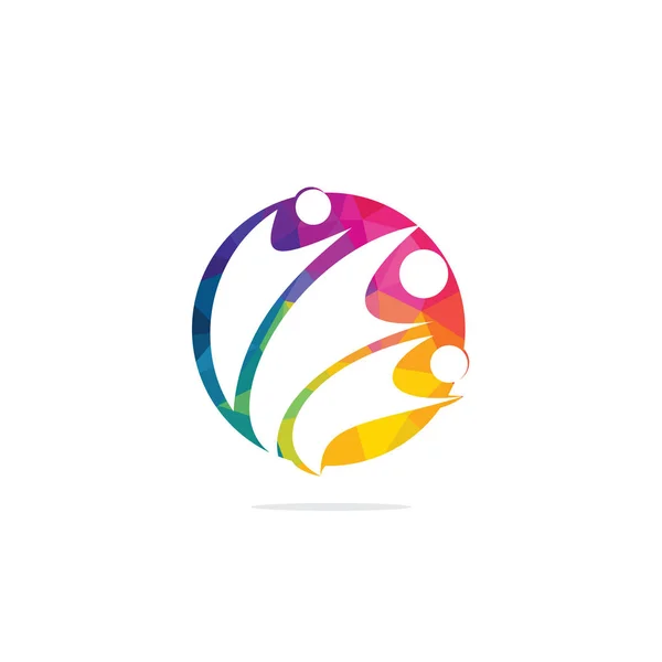 Logotipo Tres Personas Símbolos Redes Sociales Para Negocios Familia Equipo — Vector de stock