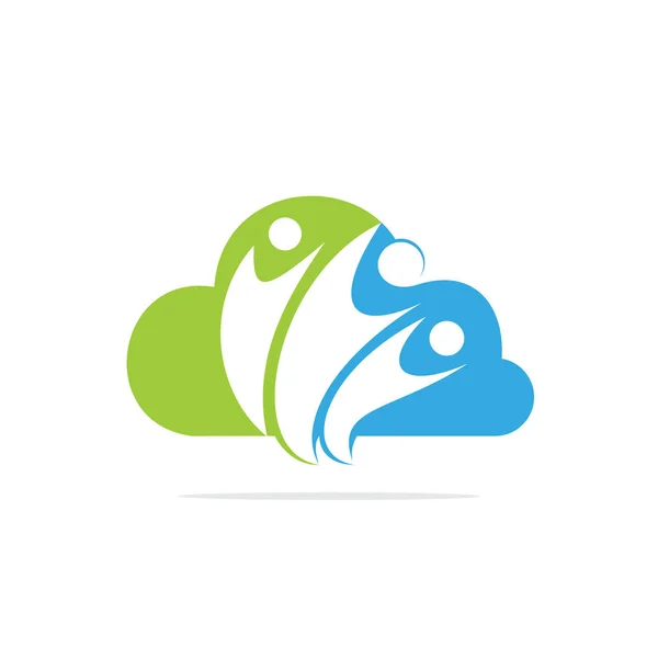 Community Cloud Abstract Logo Happy People Logo Teamwork Symbol Social — Stock Vector