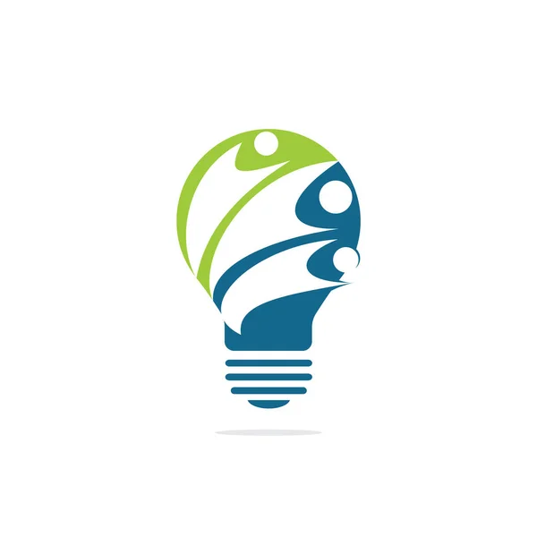 電球ベクター デザインの人々 企業のビジネスと産業の創造的なロゴのシンボル ブレーンストーミングとチームワークの概念 — ストックベクタ
