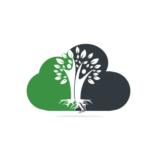 Aile Ağacı Kökler Bulut Şekli Logo Tasarımı Aile Ağacı Sembol — Stok Vektör