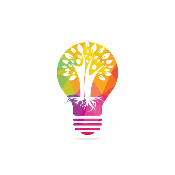 Stammbaum Wurzeln Und Glühbirne Icon Logo Design Stammbaum Und Glühbirne — Stockvektor