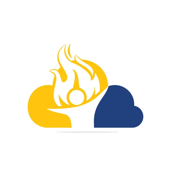 Conception Logo Pompier Vecteur Nuage Logotype Personnage Flamme Rouge Logo — Image vectorielle
