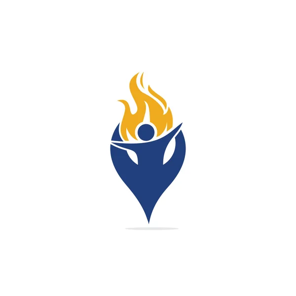Conception Logo Vectoriel Icône Pompier Gps Logotype Personnage Flamme Rouge — Image vectorielle