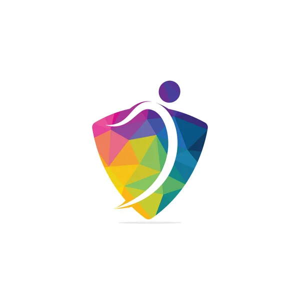 Caráter Humano Logotipo Sinal Cuidados Saúde Logotipo Sinal Pessoas Divertidas — Vetor de Stock
