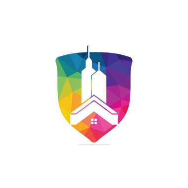 Emlak vektör logosu tasarımı. Bina logosu tasarımı. Gökdelenli Emlak Logosu İnşa Ediliyor.