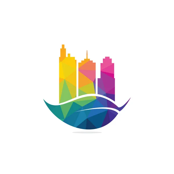 Projekt Logo Wektora Liści Budynków Pomysł Logo Usługi Sprzątania Wzór — Wektor stockowy