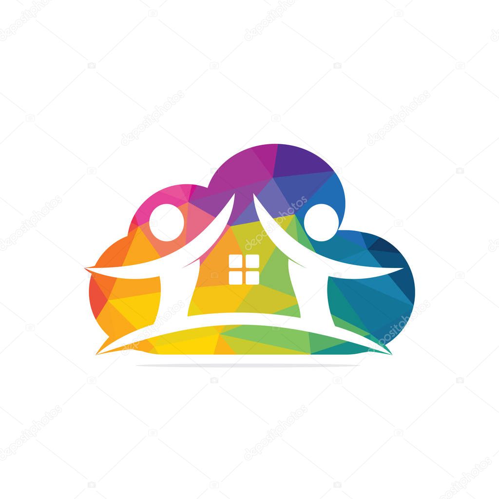 Cloud home and people logo design.