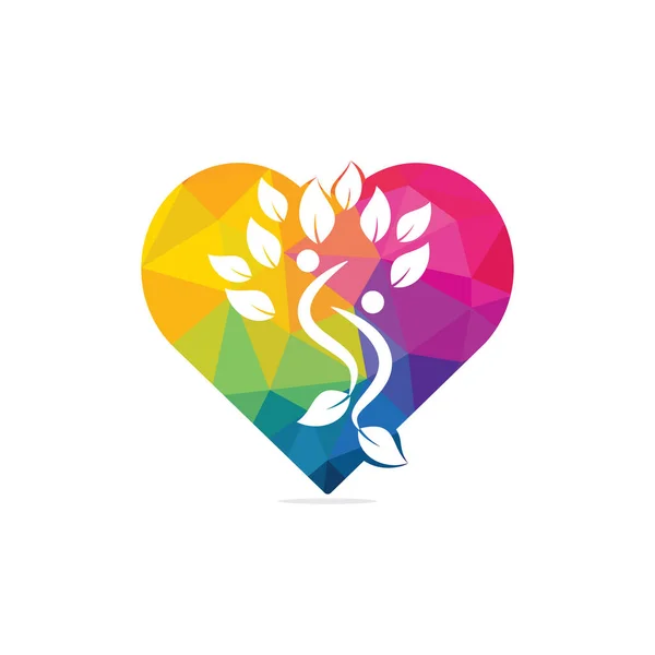 Diseño Logotipo Árbol Humano Corazón Logotipo Del Árbol Gente Sana — Vector de stock