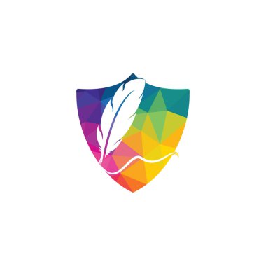 Tüy Quill sembolü vektör tasarımı. Eğitim ve yayın logosu kavramı.