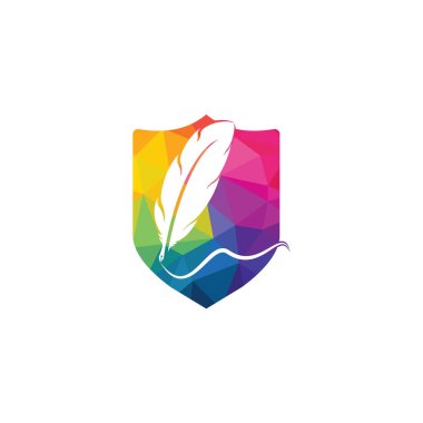 Tüy Quill sembolü vektör tasarımı. Eğitim ve yayın logosu kavramı.