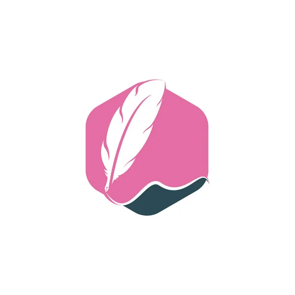 Feather Quill Symbol Vector Design Education Publication Logo Concept — Stock Vector