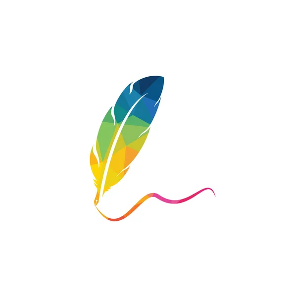 Design Vetor Símbolo Feather Quill Conceito Logotipo Educação Publicação — Vetor de Stock