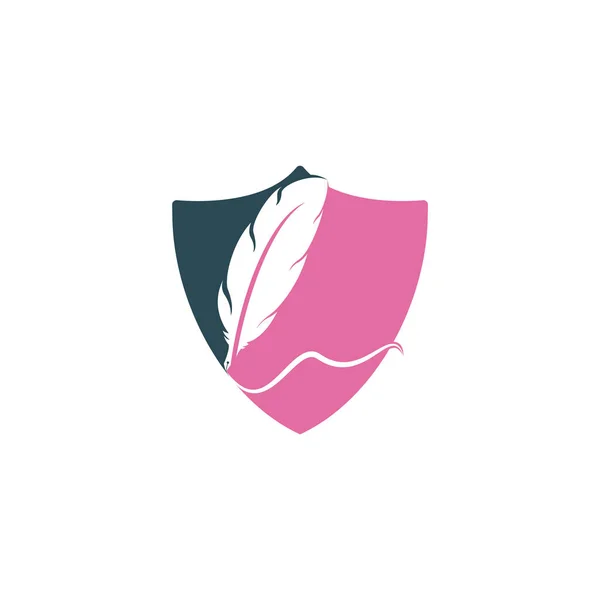 Feather Quill Symbol Vector Design Education Publication Logo Concept — Stock Vector