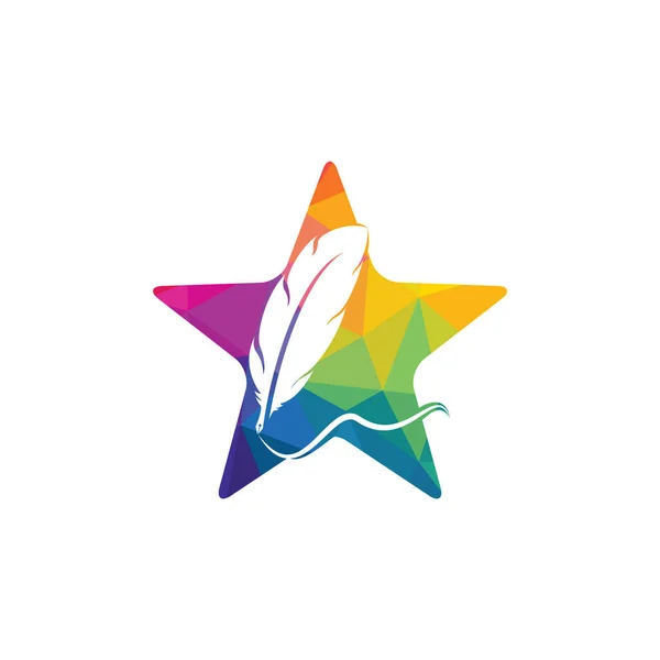 Projekt Wektora Symbolu Star Feather Quill Koncepcja Logo Edukacji Publikacji — Wektor stockowy