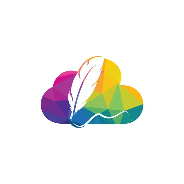 Design Logotipo Vetor Penas Nuvem Conceito Logotipo Educação Publicação — Vetor de Stock