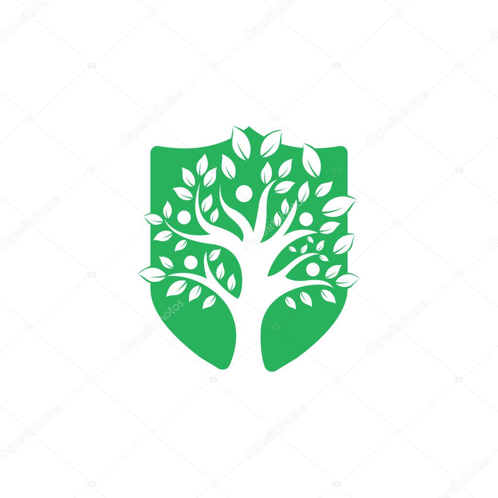 Tree people logo. Healthy people logo design.Human life logo icon of abstract people tree vector.