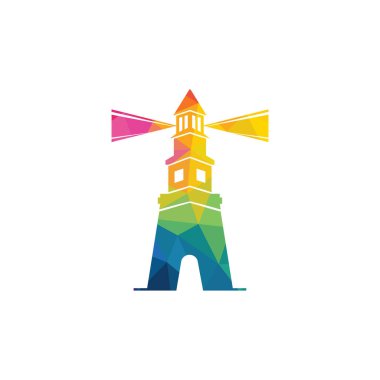 Deniz feneri vektör logo tasarımı. Deniz feneri simgesi logo tasarım vektör şablonu illüstrasyon.