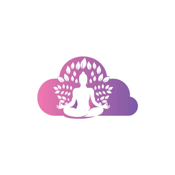 Vettore Logo Yoga Cloud Con Stile Concettuale — Vettoriale Stock