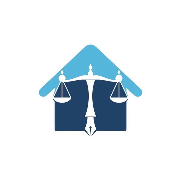 Law Logo Vector Judicial Balance Symbolic Justice Scale Pen Nib — Stock Vector
